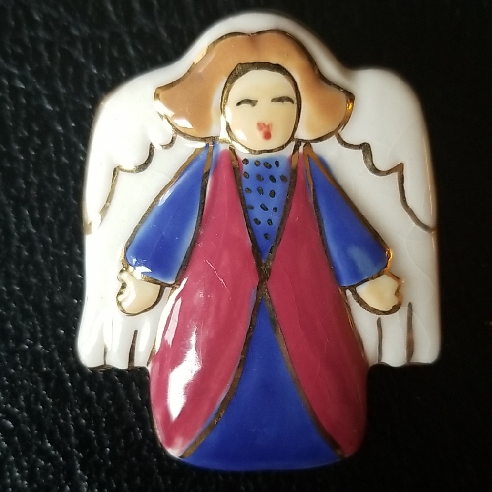 Colorful Ceramic Angel Brooch